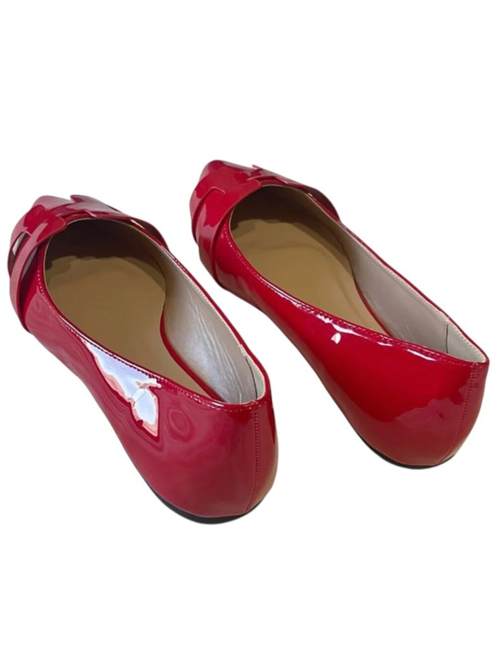 Wild Diva Women's Geometric Design Slip-On Patent PU Pointed Toe Ballet Flats - Picture 3 of 6